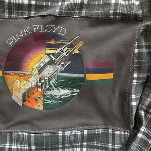 handmade Tops - Handmade Pink Floyd Patch Flannel handmade Tops - Handmade Pink Floyd Patch Flannel